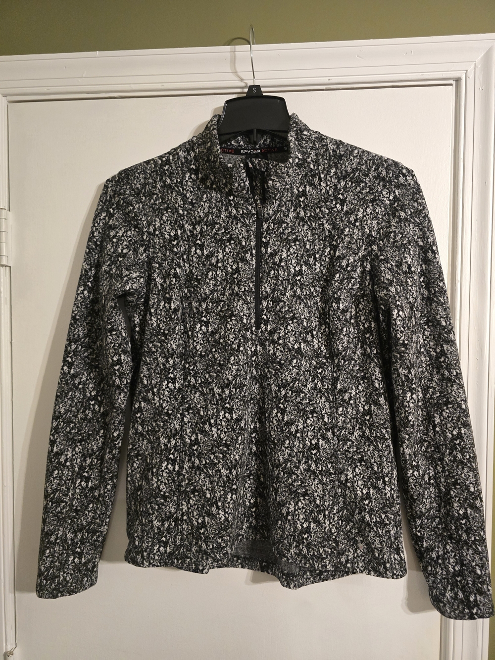 Spyder Womans Black & White Patterned Quarter-Zip Jacket Large